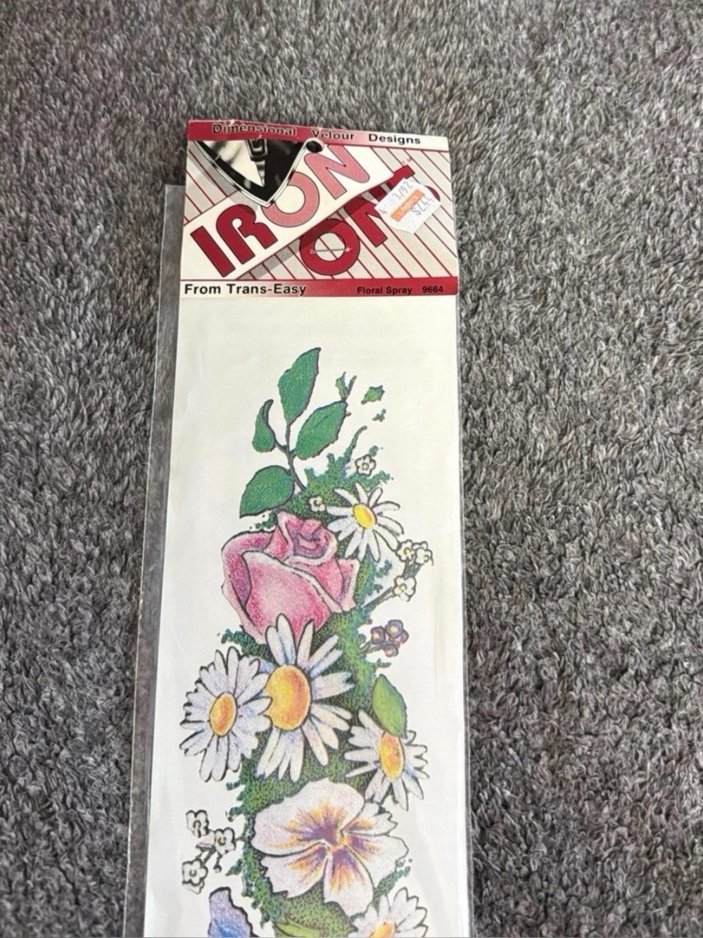 NEW Vtg 80’s Iron-Ons Trans-Easy Dimensional Velour Design - Floral Spray #9664